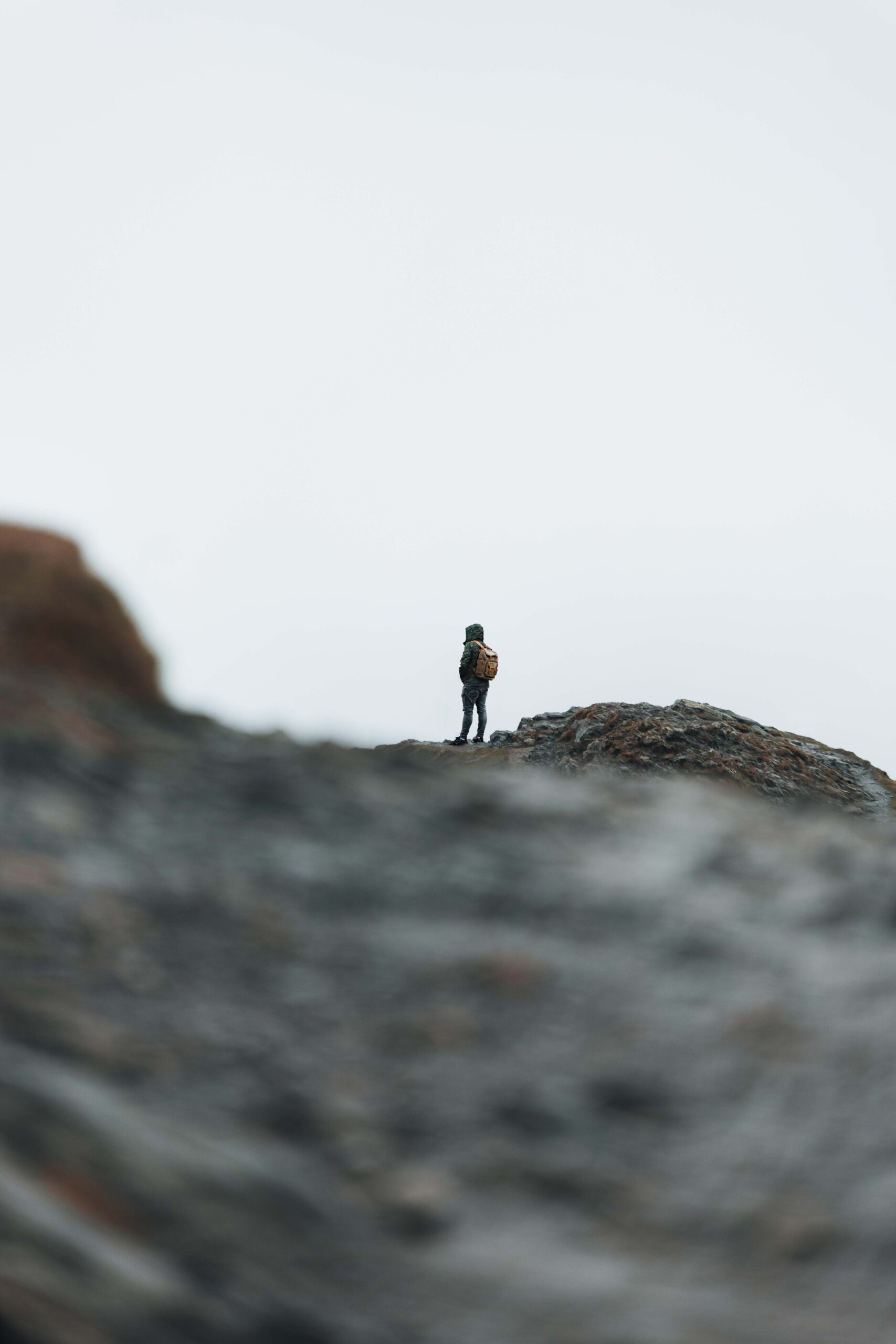 Anxiety -alone A person alone with their anxiety in a big world