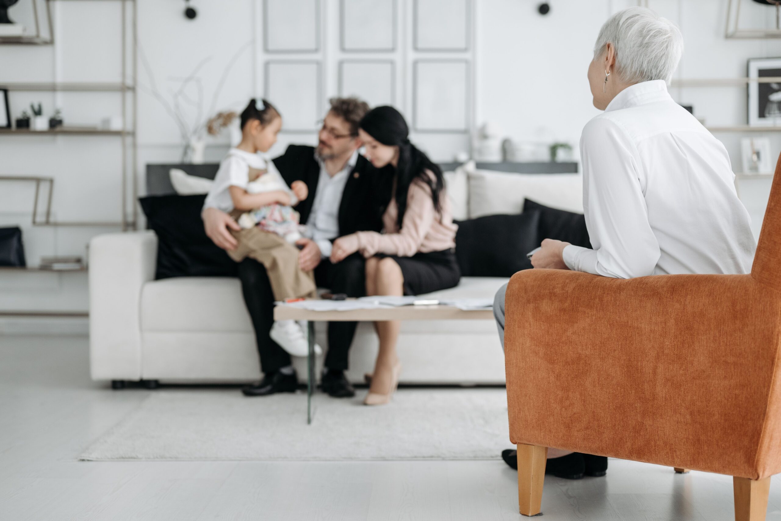 Family in a family therapy session