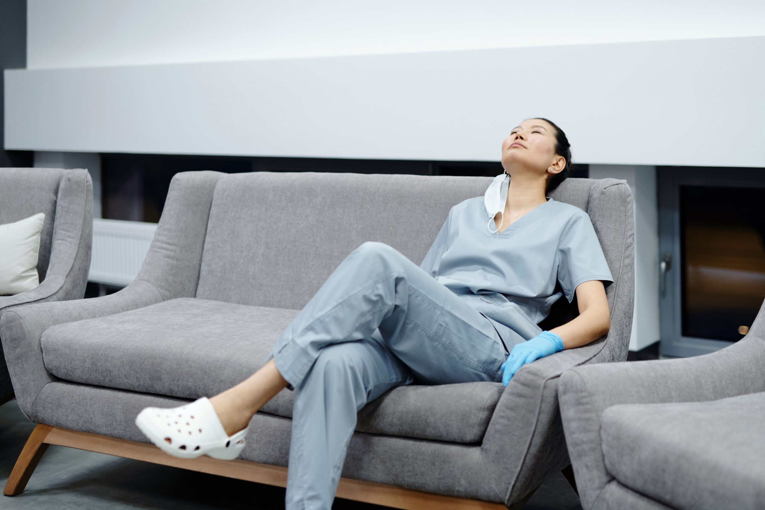 Nurse who is tired from a long day