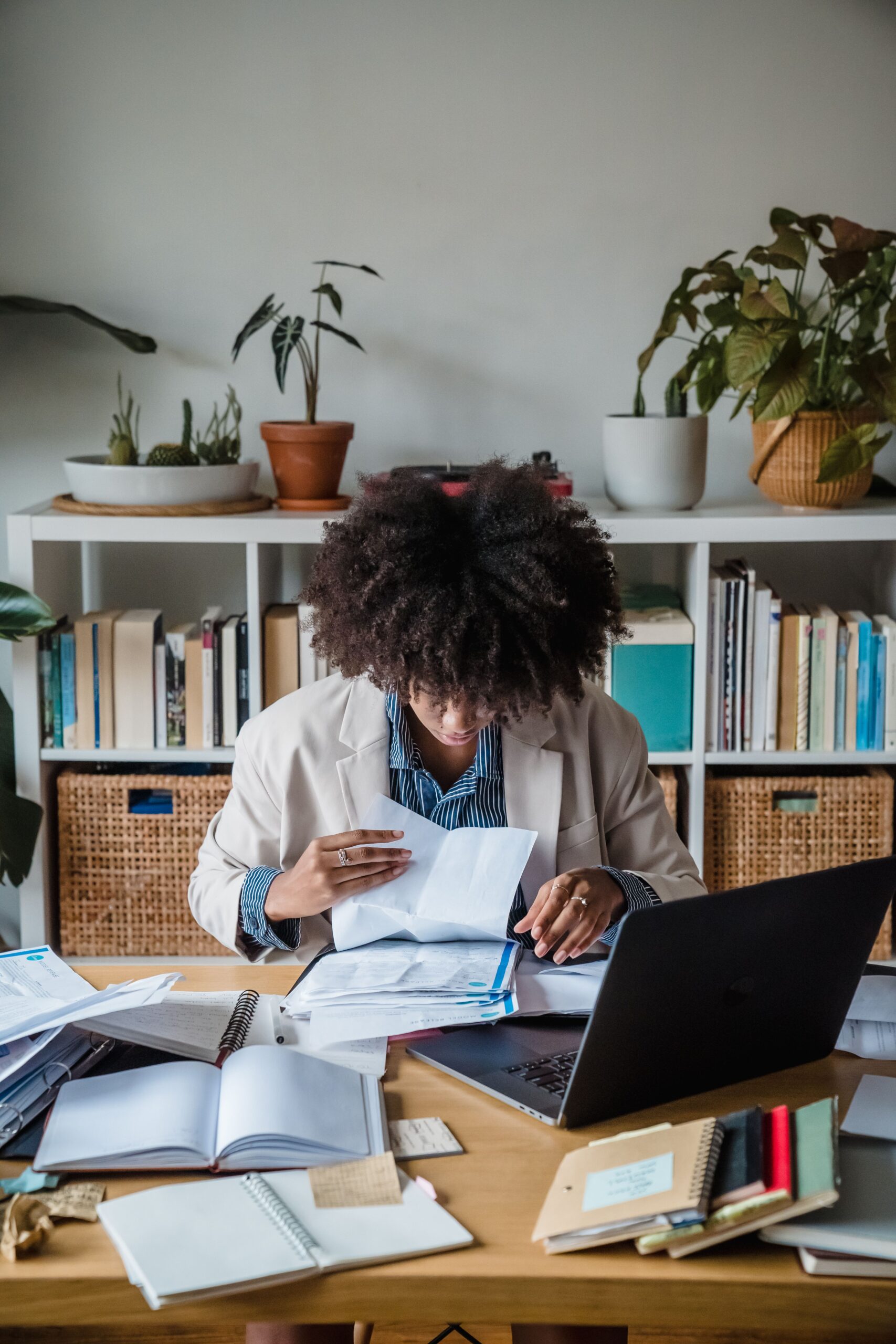 trouble organizing A person with a messy desk